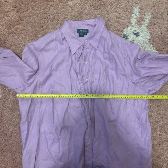 VTG Lauren Ralph Lauren RLL Embroidered 100% Linen Purple Button Up Shirt Sz 2X - Picture 5 of 6